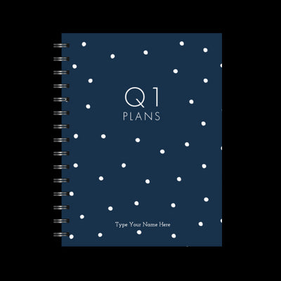 A5 Spiral Journal - Daily Progress - Q1- Navy Dots