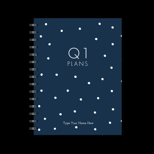 A5 Spiral Journal - Daily Progress - Q1- Navy Dots