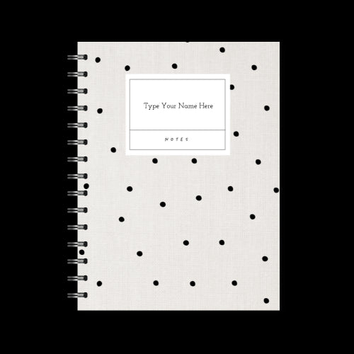 A5 Spiral Journal - Linen Look Dots - Black