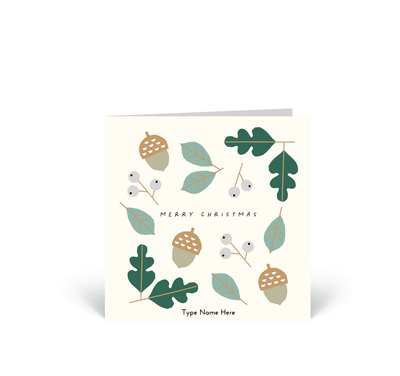 Personalised Christmas Card - Berries - Green