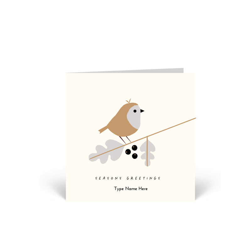 Personalised Christmas Cards 10 Pack - Bird - Black