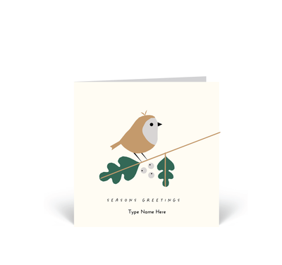 Personalised Christmas Card - Bird - Green