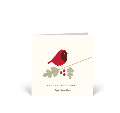 Personalised Christmas Cards 10 Pack - Bird - Red