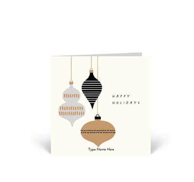 Personalised Christmas Card - Happy Holidays - Black