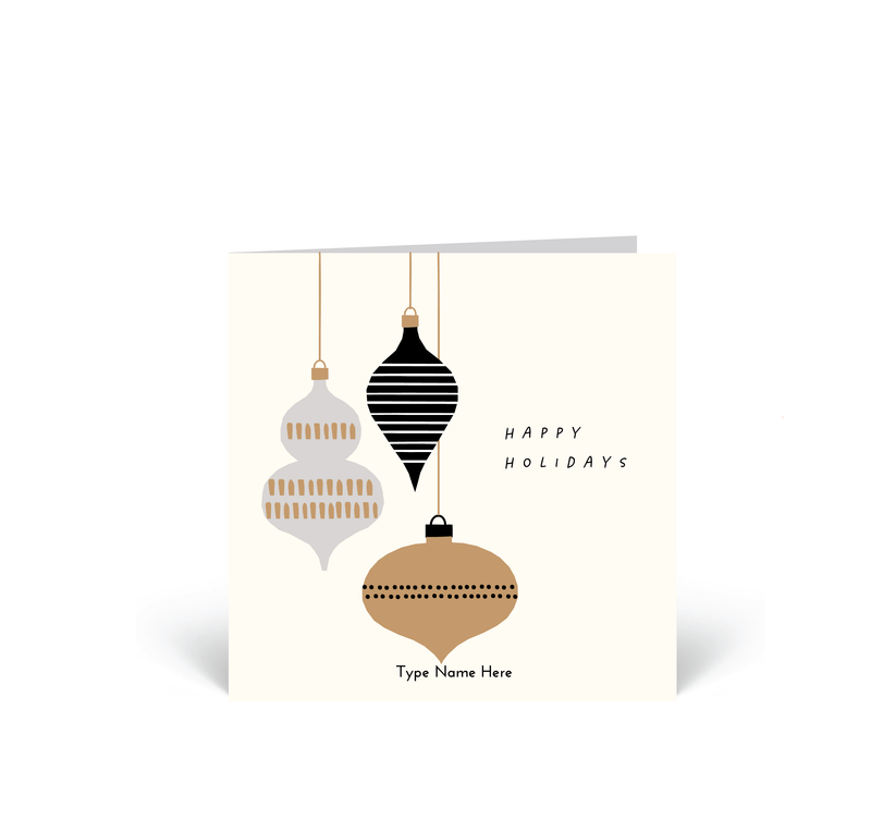 Personalised Christmas Card - Happy Holidays - Black