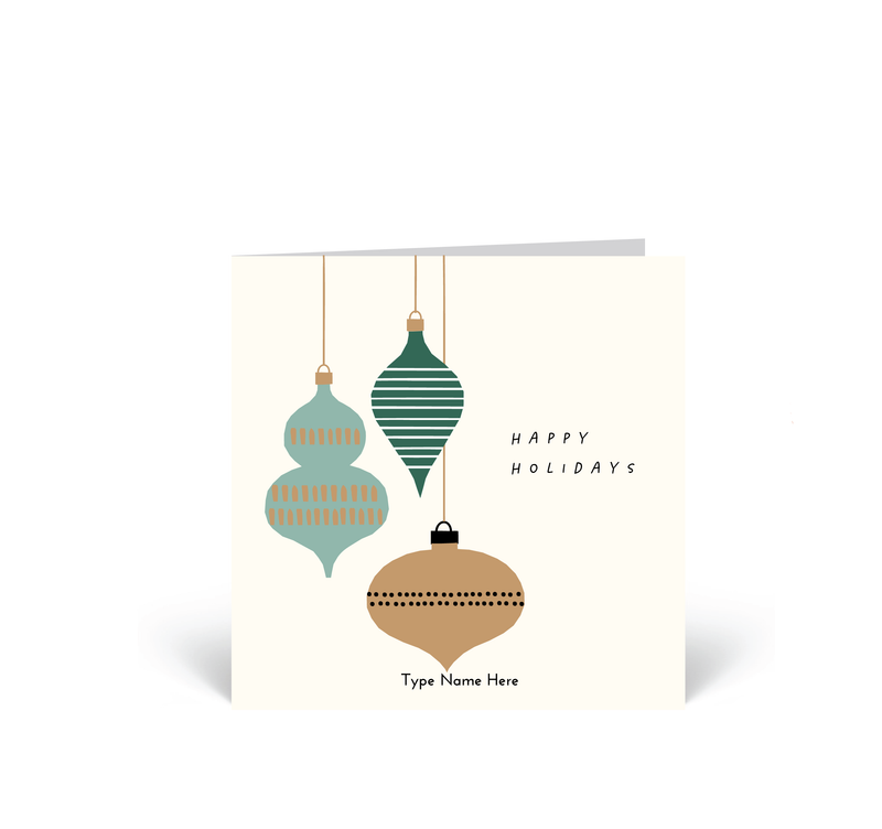 Personalised Christmas Cards 10 Pack - Happy Holidays - Green
