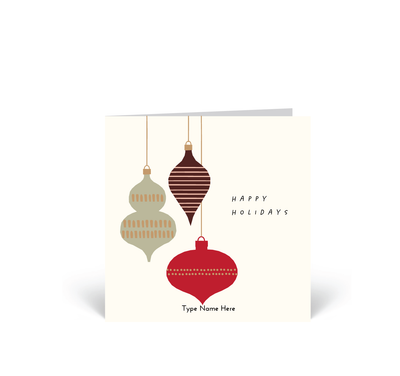 Personalised Christmas Cards 10 Pack - Happy Holidays - Red