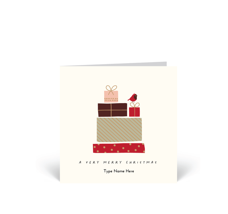 Personalised Christmas Card - Pressies - Red