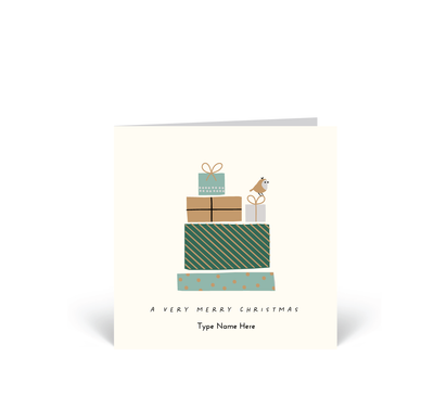 Personalised Christmas Card  - Pressies - Green