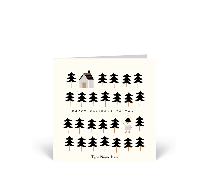 Personalised Christmas Card - Santa - Black