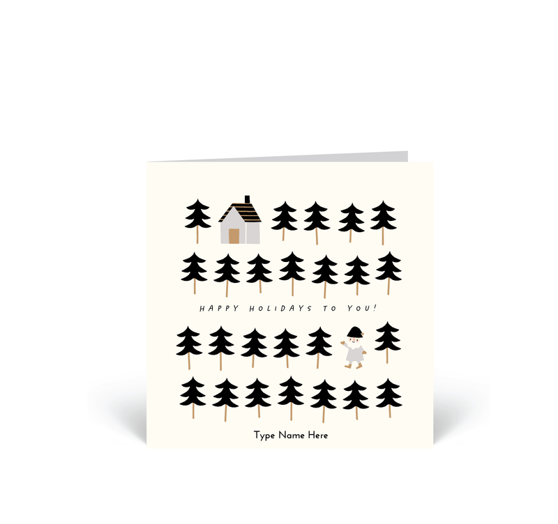 Personalised Christmas Cards 10 Pack - Santa - Black