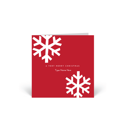 Personalised Christmas Cards 10 Pack - Snow - Red