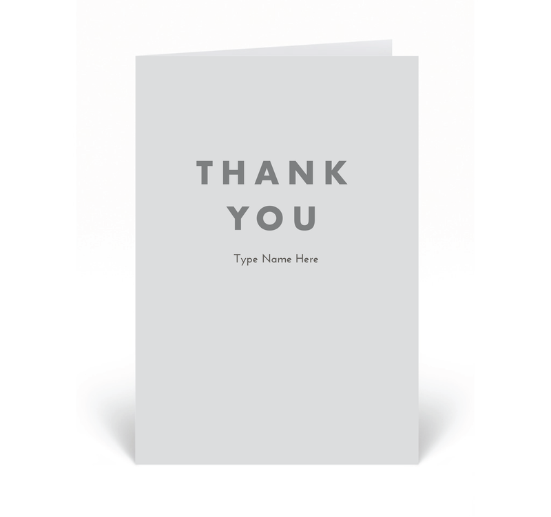 Personalised Card - Thank You - Grey