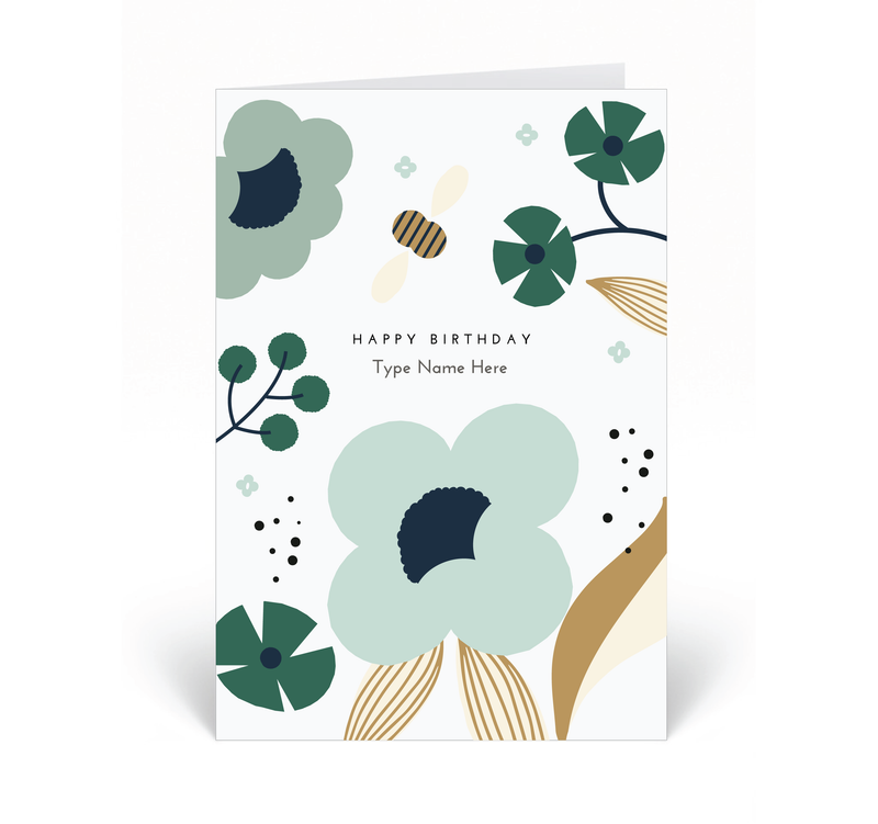 Personalised Card - Happy Birthday - Floral - Green