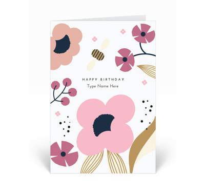 Personalised Card - Happy Birthday - Floral - Pink