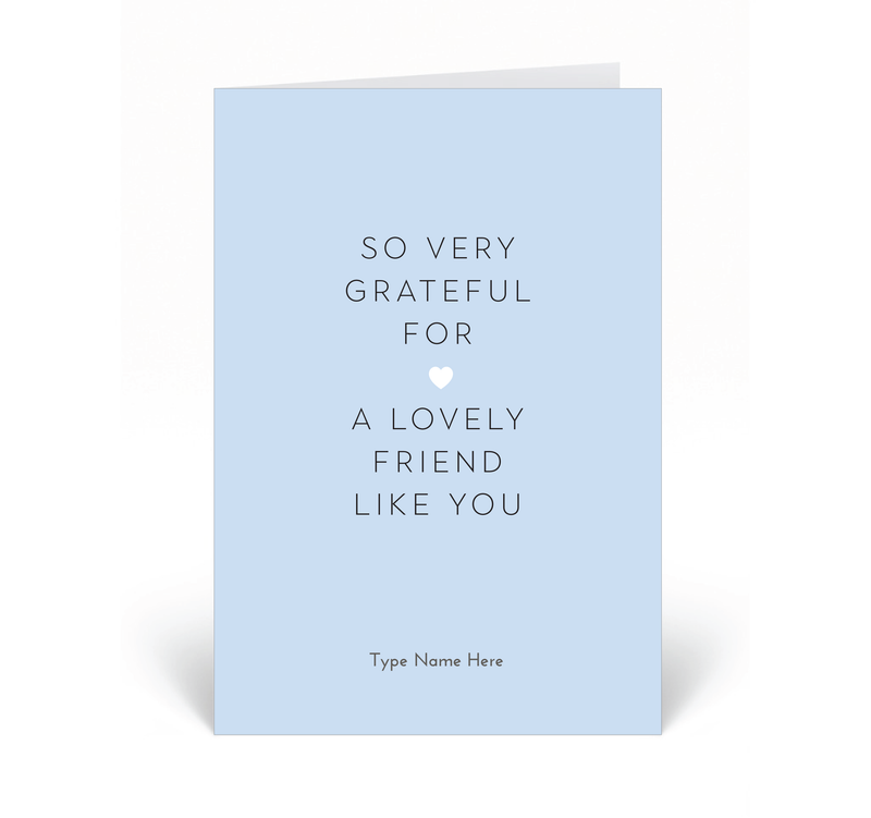 Personalised Card - So Very Grateful - Blue
