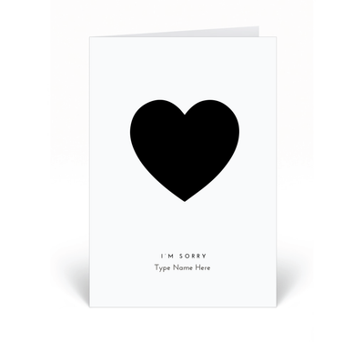 Personalised Card -  I'm Sorry - Heart - Black