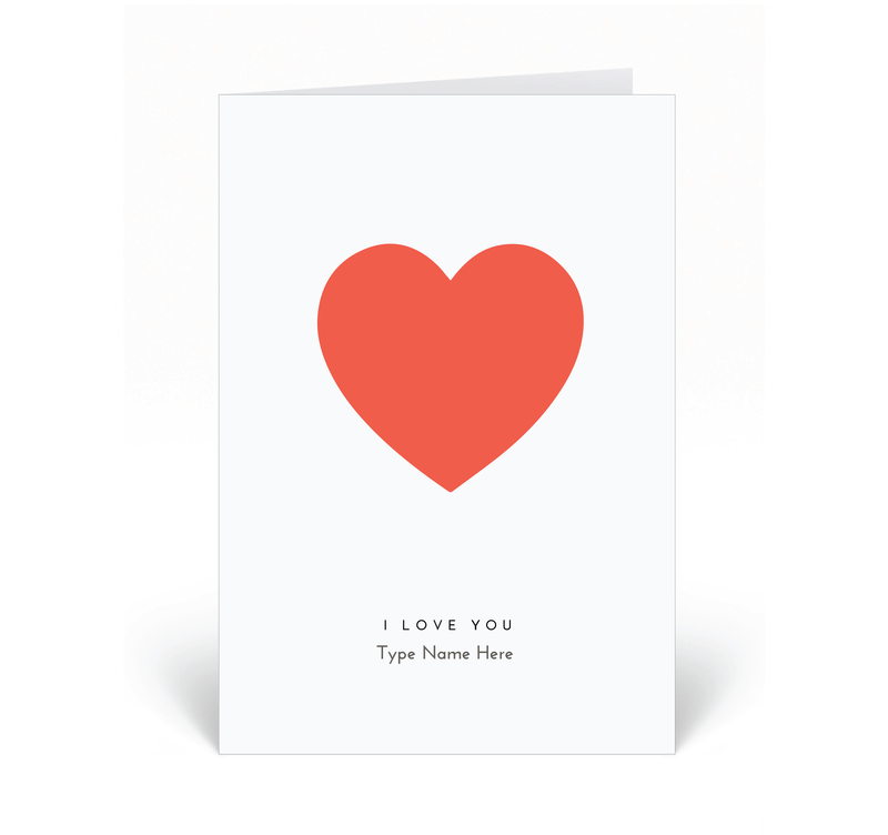 Personalised Card -  I Love You - Heart - Red
