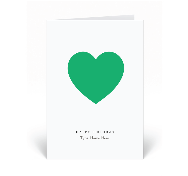 Personalised Card - Happy Birthday - Heart - Green