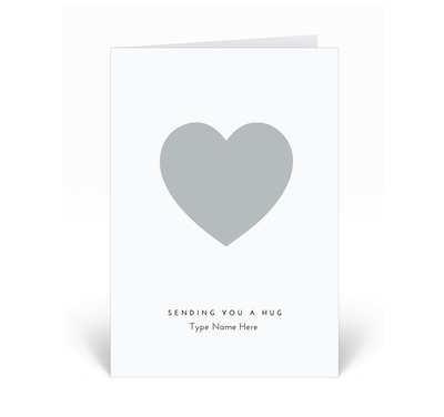 Personalised Card - Sending You a Hug - Heart - Grey
