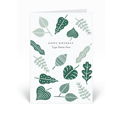 Personalised Card - Happy Birthday - Leaves - Green