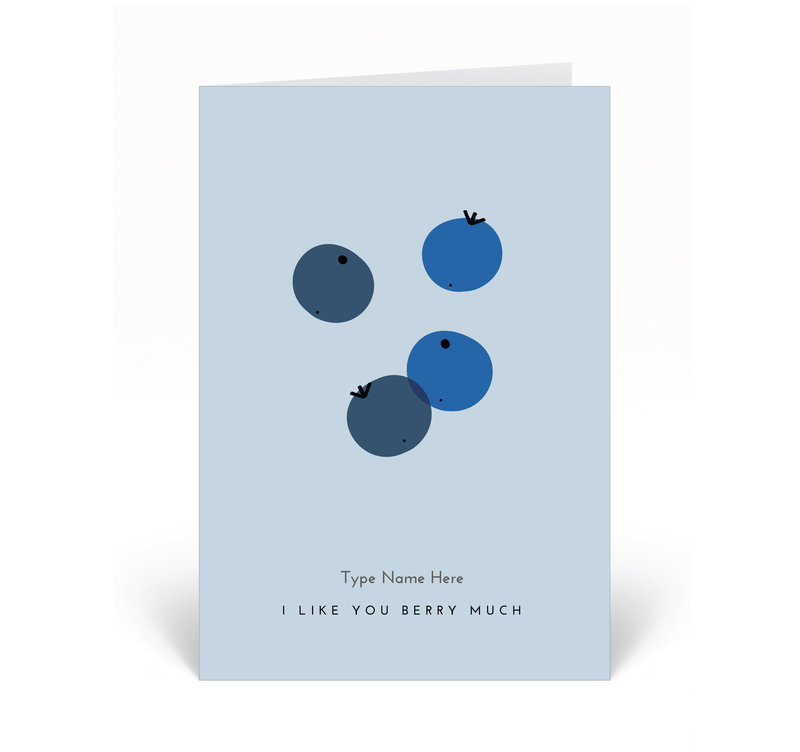 Personalised Card - I Like You Berry Much - Blue