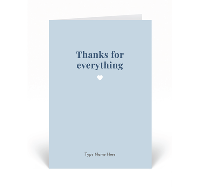 Personalised Card - Thanks for Everything - Blue