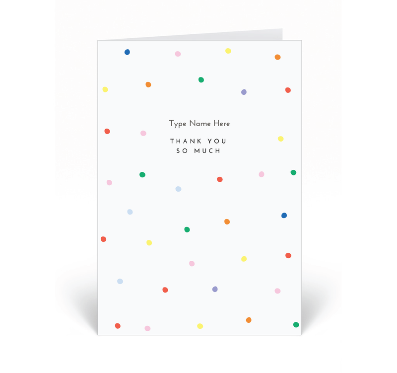 Personalised Card - Thank You - Dots - Rainbow
