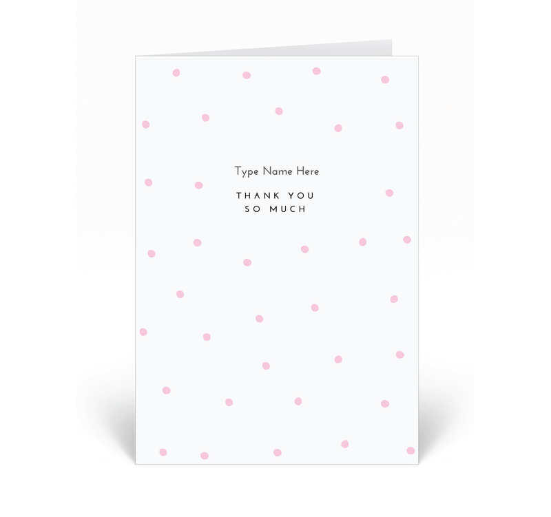 Personalised Card - Thank You - Dots - Pink