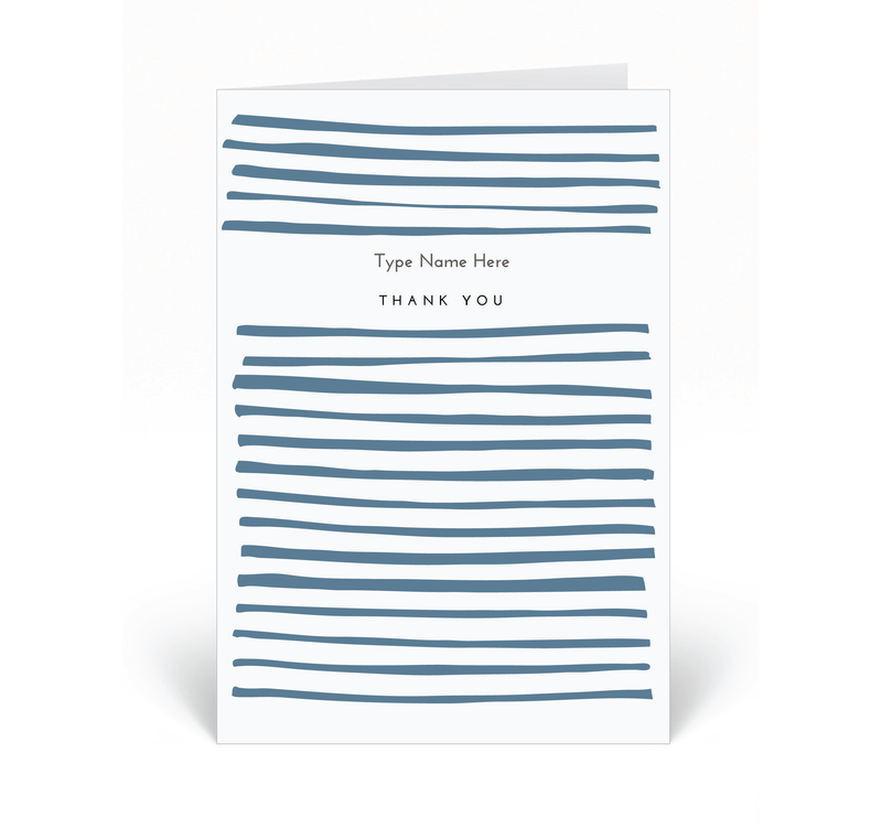 Personalised Card - Thank You - Stripe - Blue