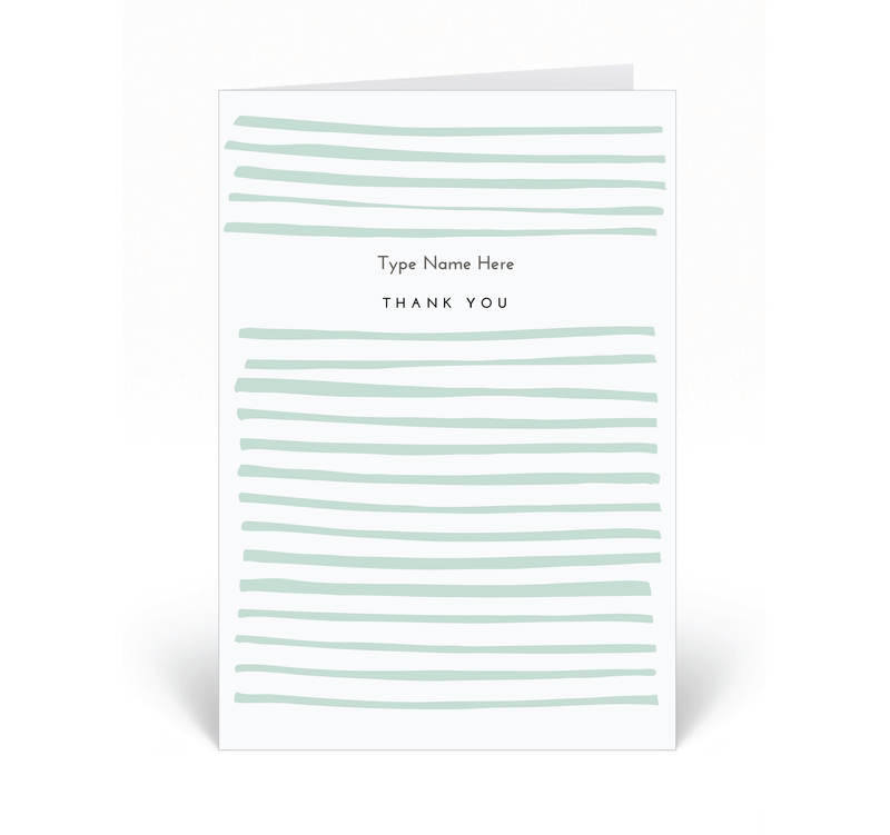 Personalised Card - Thank You - Stripe - Green