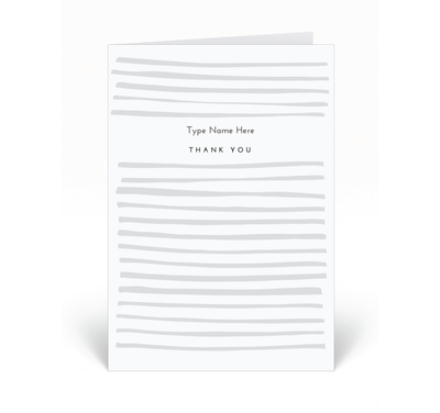 Personalised Card - Thank You - Stripe - Grey