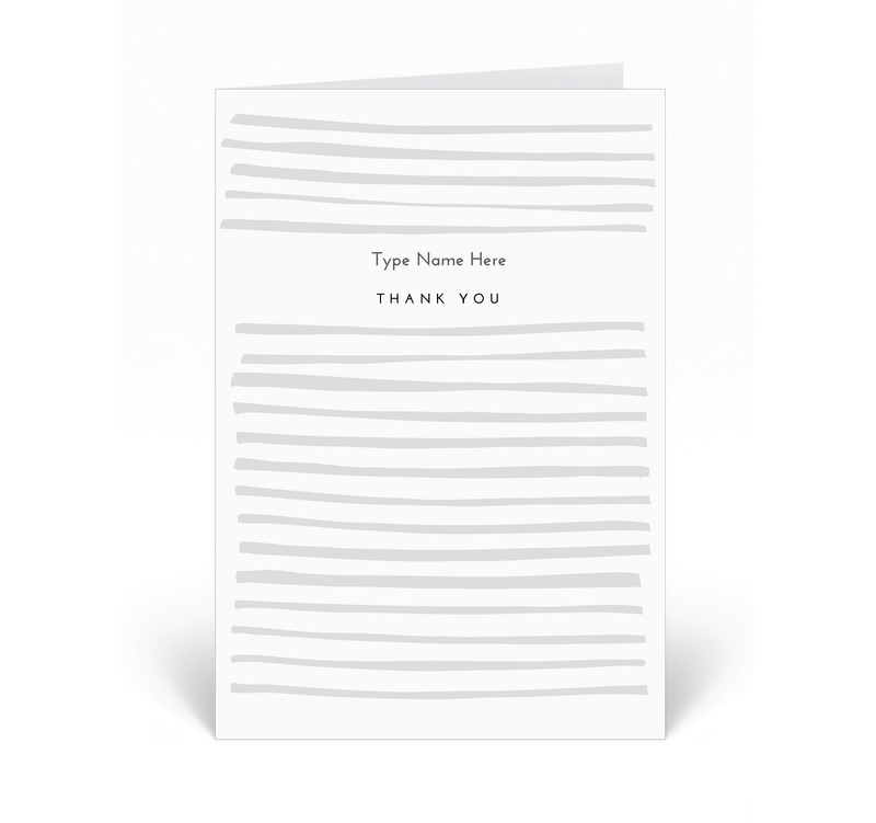 Personalised Card - Thank You - Stripe - Grey