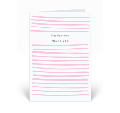 Personalised Card - Thank You - Stripe - Pink