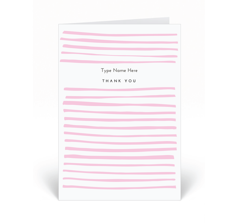 Personalised Card - Thank You - Stripe - Pink