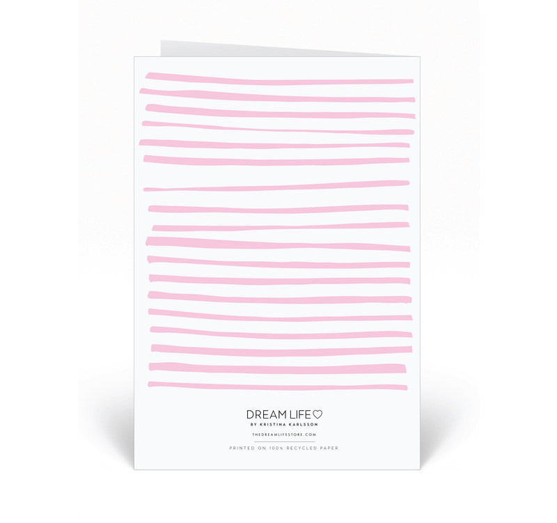 Personalised Card - Thank You - Stripe - Pink