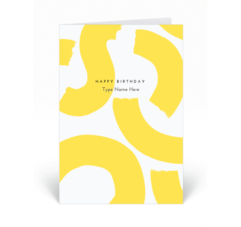 Personalised Card - Happy Birthday - Squiggle - Yellow