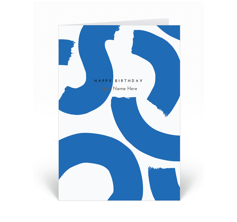 Personalised Card - Happy Birthday - Squiggle - Blue
