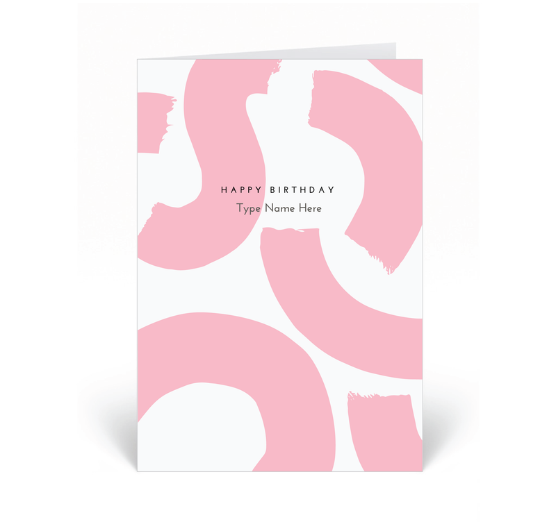 Personalised Card - Happy Birthday - Squiggle - Pink