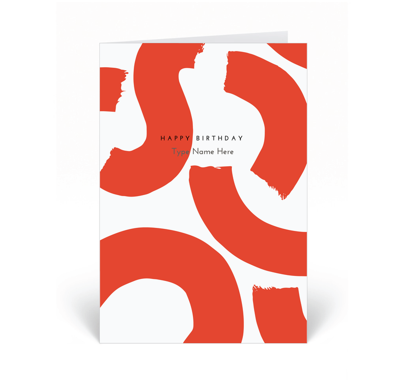 Personalised Card - Happy Birthday - Squiggle - Red