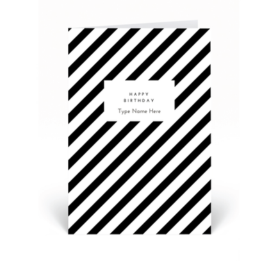 Personalised Card - Happy Birthday - Stripe - Black