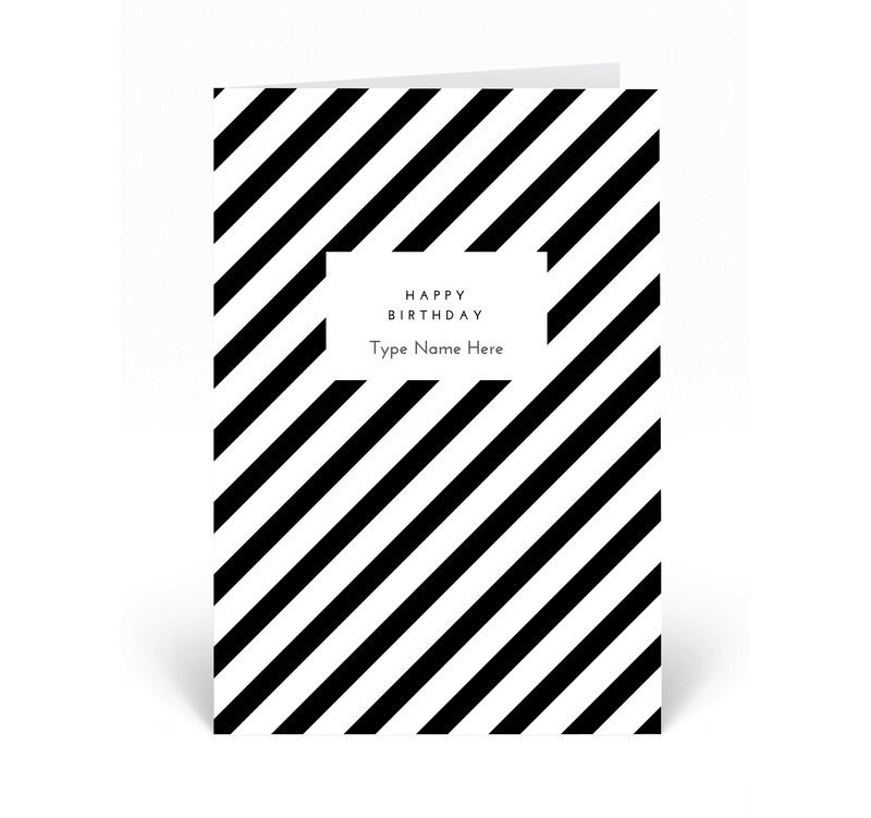 Personalised Card - Happy Birthday - Stripe - Black