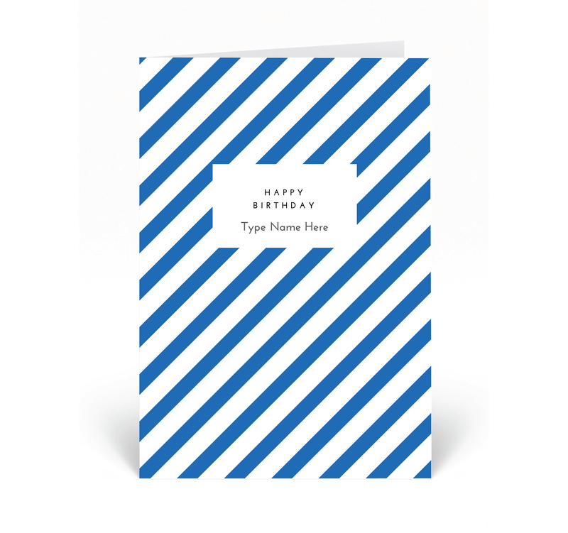 Personalised Card - Happy Birthday - Stripe - Blue