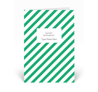 Personalised Card - Happy Birthday - Stripe - Green