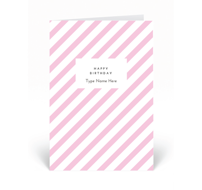 Personalised Card - Happy Birthday - Stripe - Pink