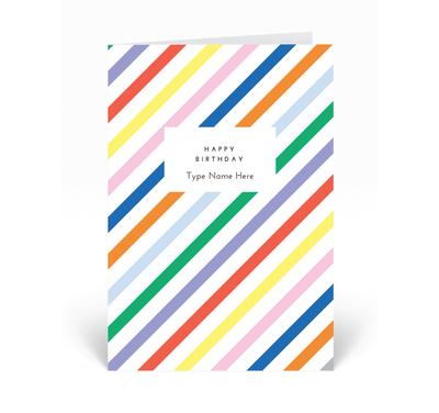 Personalised Card - Happy Birthday - Stripe - Rainbow