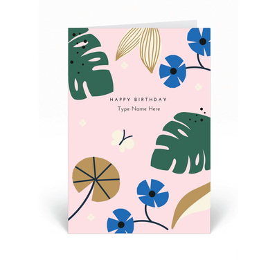Personalised Card - Happy Birthday - Tropical - Pink