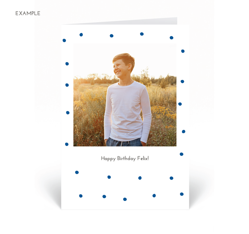 Personalised Photo Card - Dots - Blue