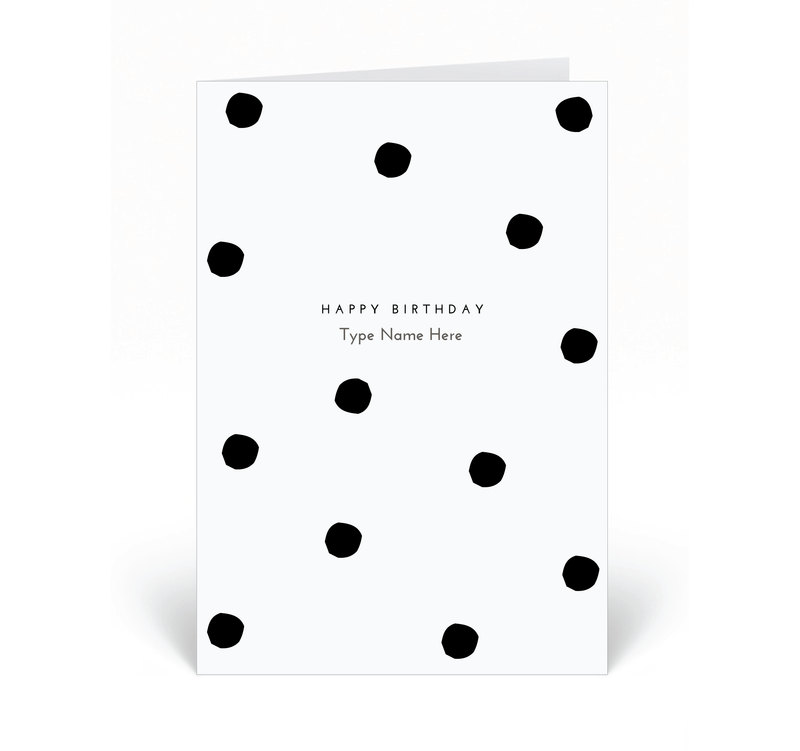Personalised Card - Happy Birthday - Dots - Black