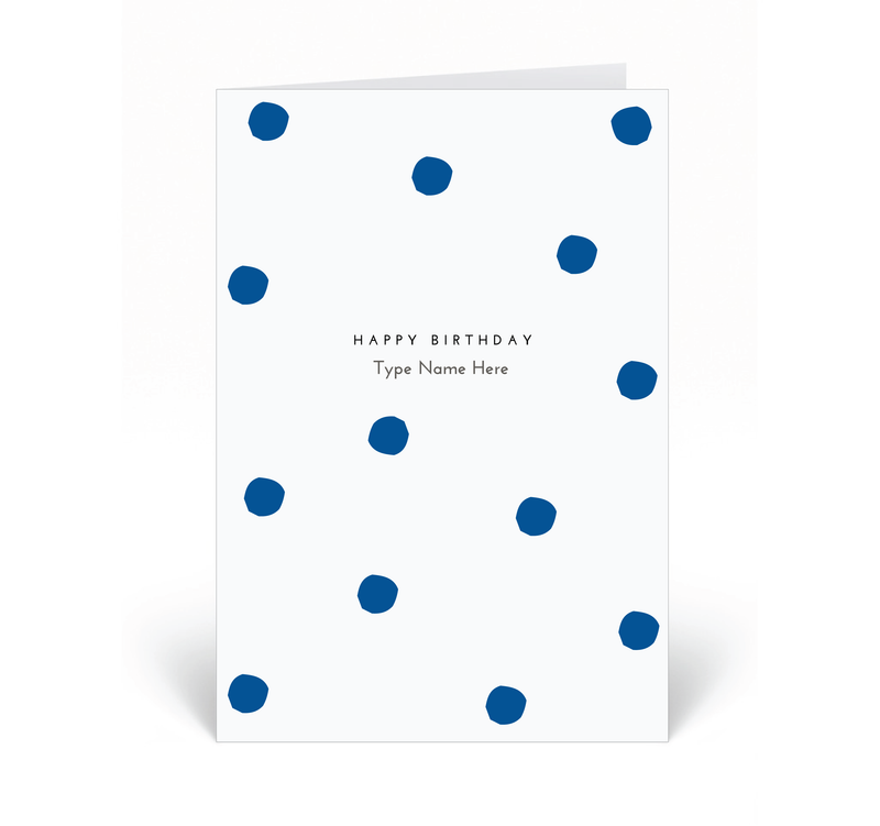 Personalised Card - Happy Birthday - Dots - Blue